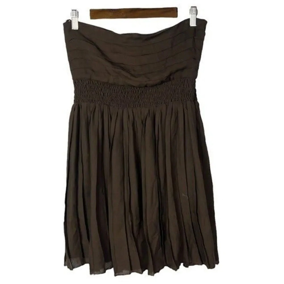 Alice + Olivia Dark Brown Y2K Pleated Strapless Mini Dress 6 - Picture 1 of 5